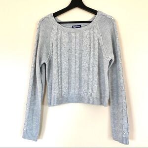 Pearl sleeve Detail Gray Sweater